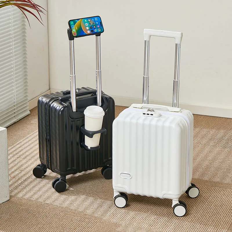 bagage portable de 14 pouces avec 3 poignées d'extension, sac à main, valise de voyage légère avec tasse et support pour téléphone