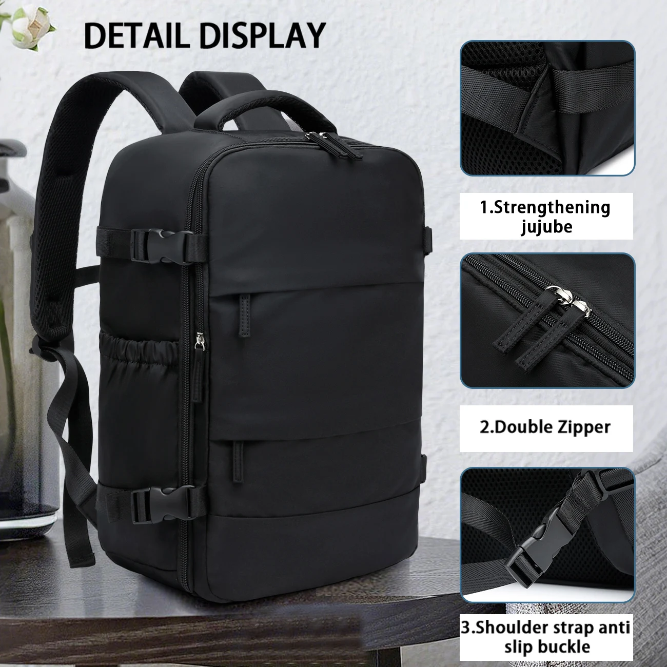 ryanair sac à dos voyage cabine avion 43x30x18, sac à dos de compression sous vide, femmes hommes sac à dos sac pour ordinateur portable d'affaires sac à main