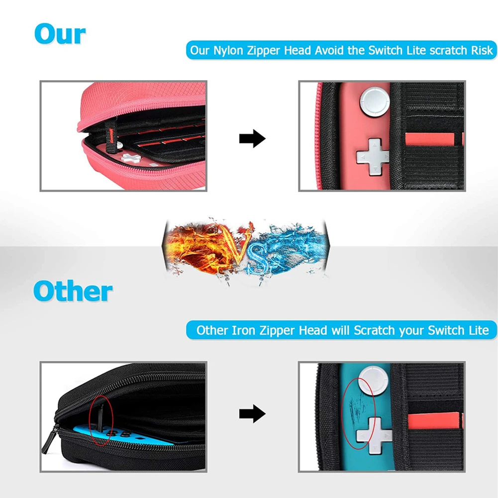 sac de rangement en nylon eva, valise de protection de voyage rigide, épais, résistant aux rayures, double compartiment, anti poussière pour switch lite