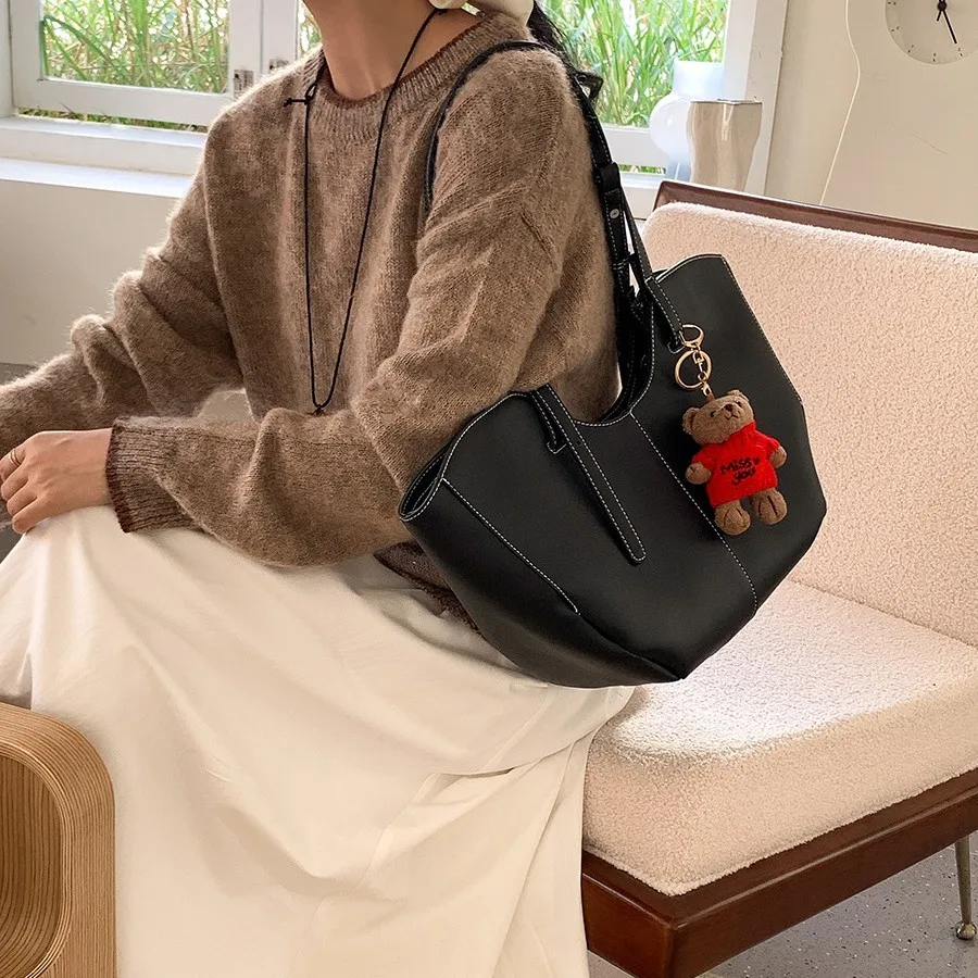 sac à main de grande capacité en cuir pour femme, fourre tout portable, de luxe, à placer sous les bras