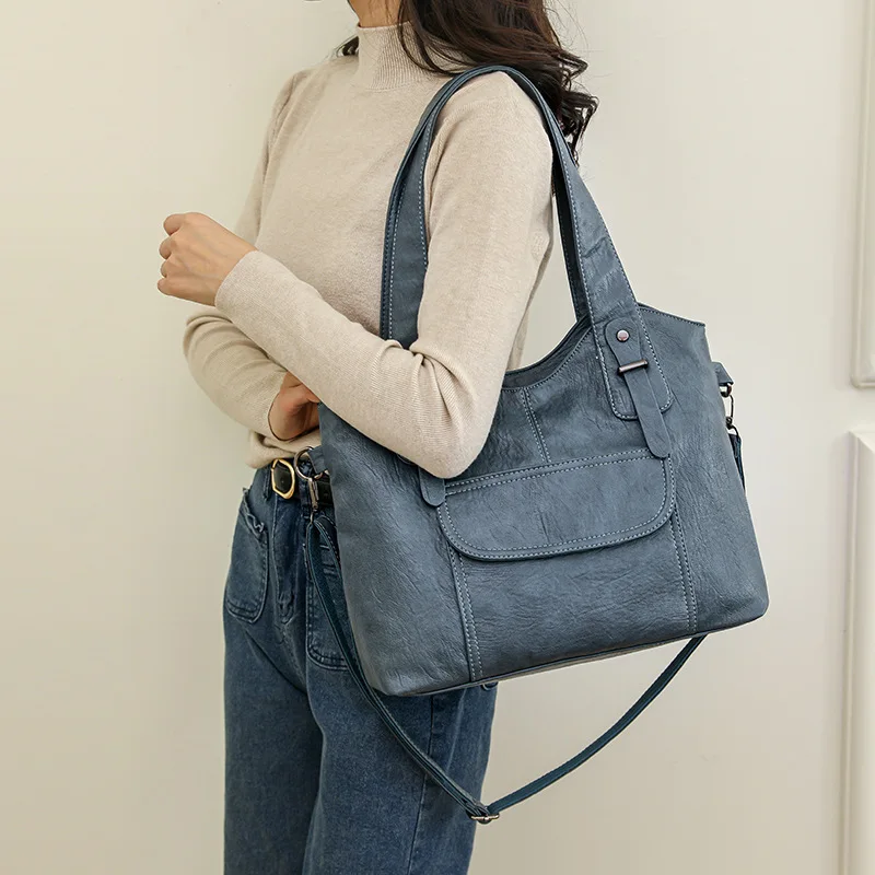 sacs à main en cuir souple de luxe pour femmes, sacs à bandoulière rétro de créateur, sac messager initié pour dames, grande capacité, nouveau, 2024