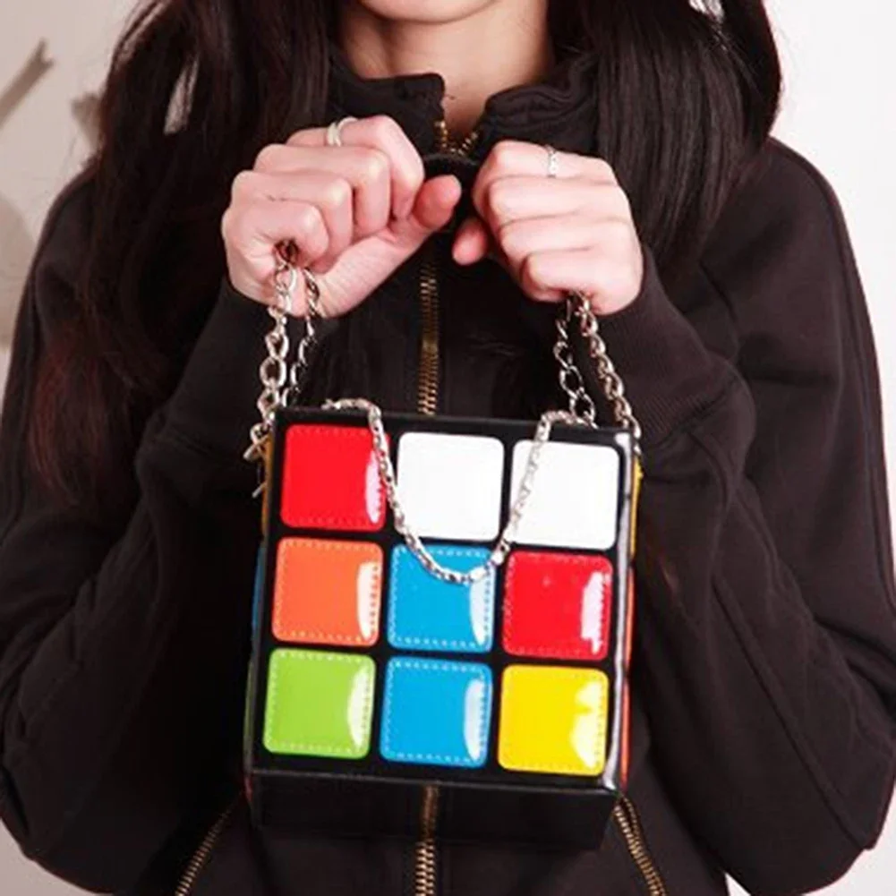 chic boîte de forme cubique femmes sacs à main chaînes de créateur fourre tout de luxe en cuir pu sac de messager dames personnalité petits sacs à main 2020
