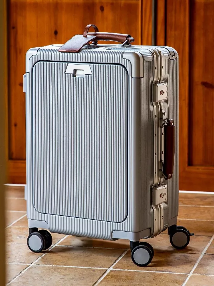 valise voyage à large poignée avec porte gobelet usb, bagages à ouverture avant, valise cabine de 20/26 pouces, sacs de voyage à main, valise à roulettes avec mot de passe, nouveau