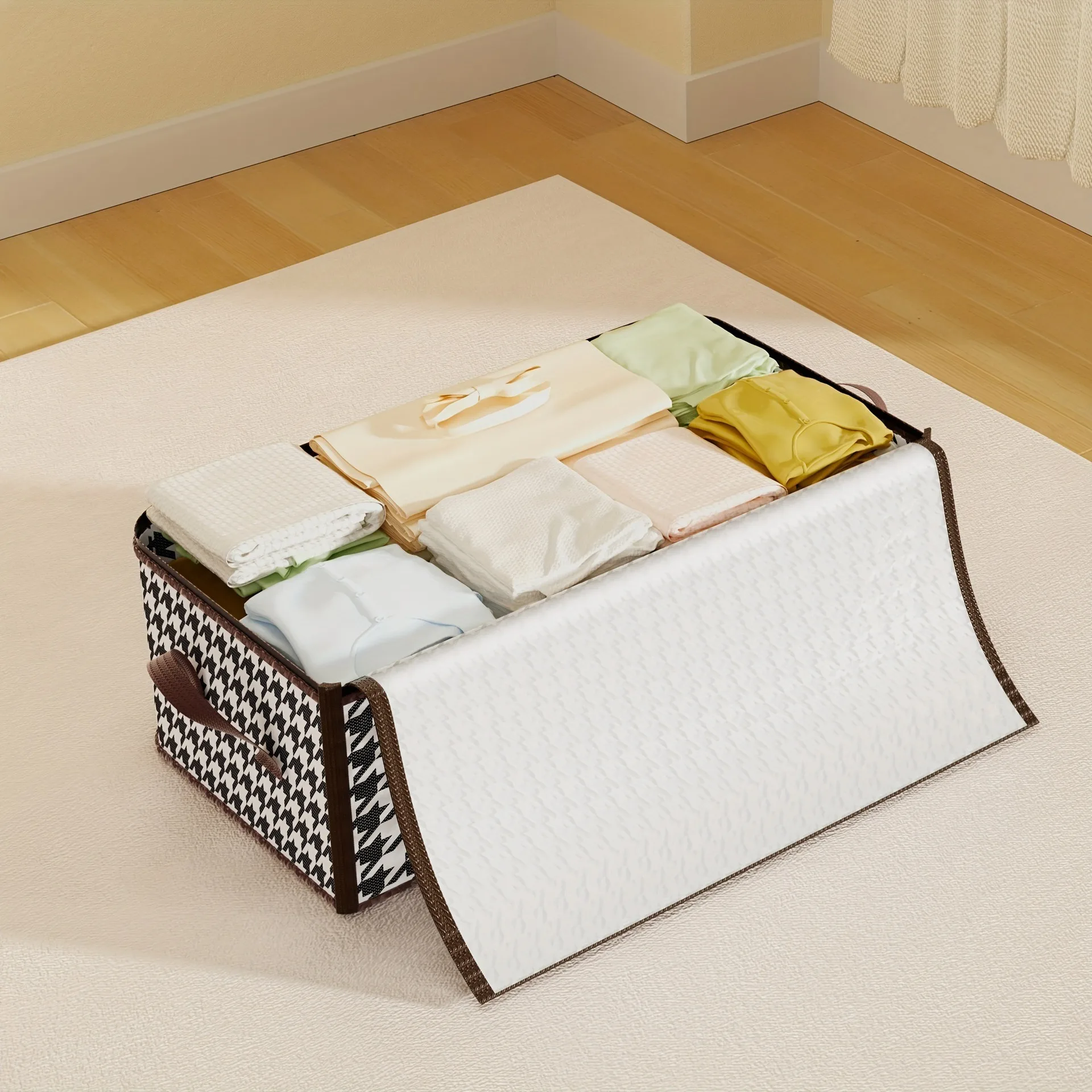 boîte de rangement visible de grande capacité, organisateur de vêtements ménagers portables avec poignées, conteneur pliable anti poussière à fermeture éclair pour couette