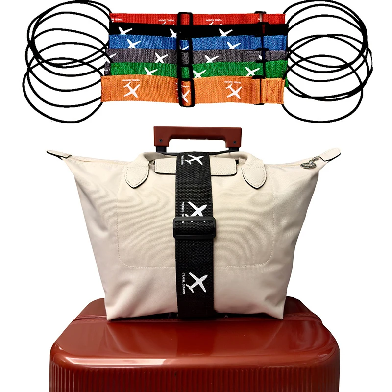 Sangle de suspension fixe de qualité supérieure, solide, résistante à l'usure, corde élastique pour bagages, ceinture de liaison, valise à motif d'avion imprimé