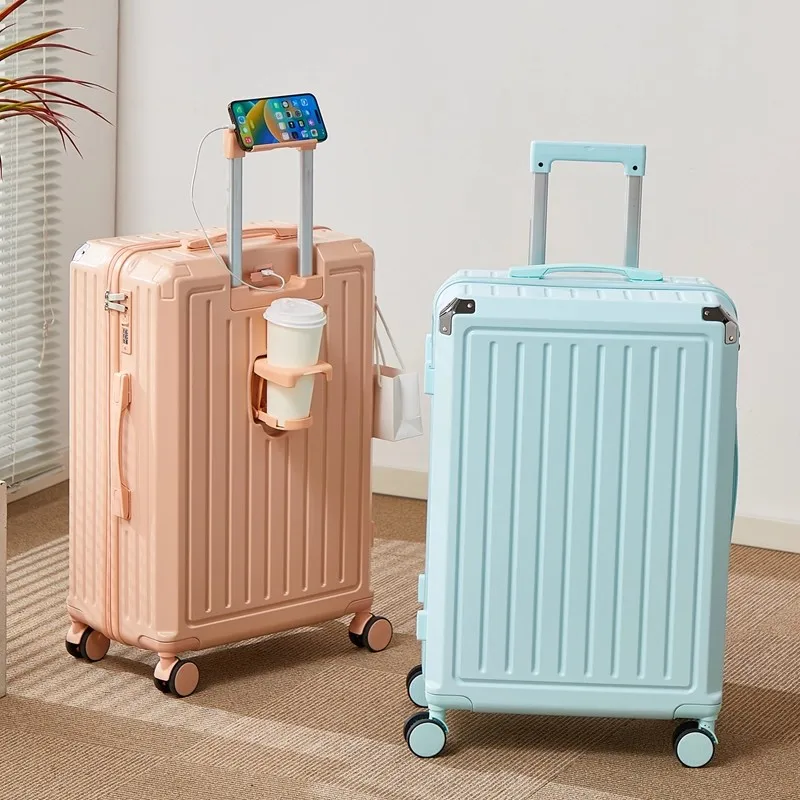 bagage multifonctionnel pour femmes, valise d'embarquement 20 en voyage, mot de passe, boîte en cuir, roues silencieuses épaisses, nouvelle collection 2025
