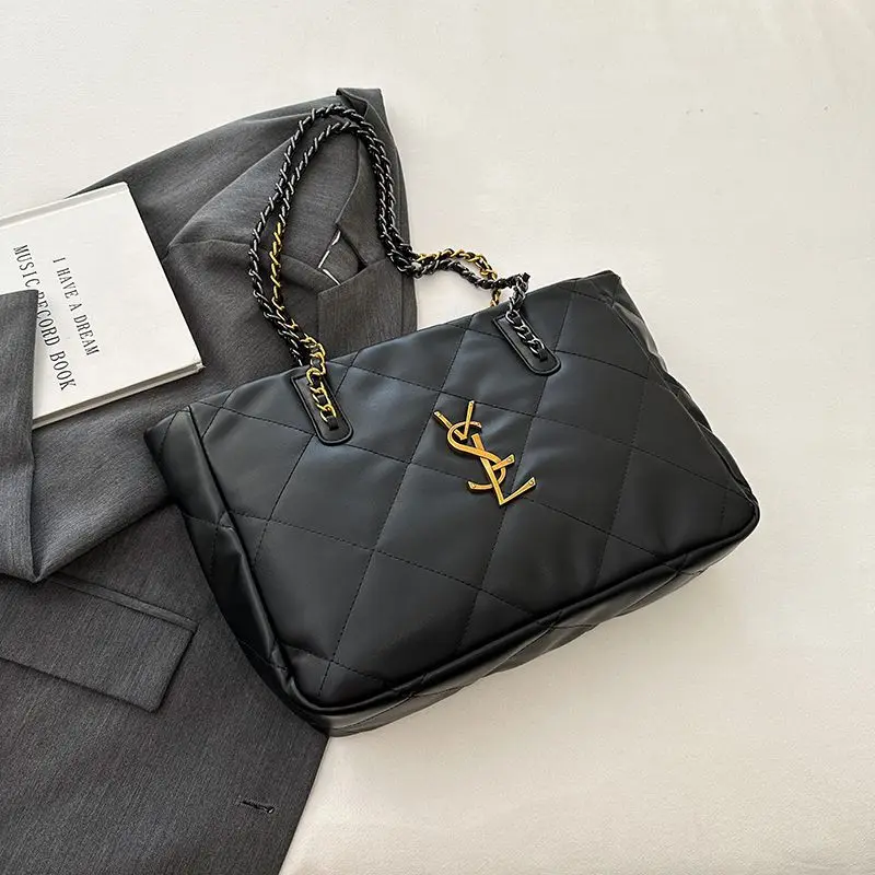 sac fourre tout français chic pour femmes, sac de shopping en cuir de grande capacité à motif litchi, sac à bandoulière polyvalent, 2025