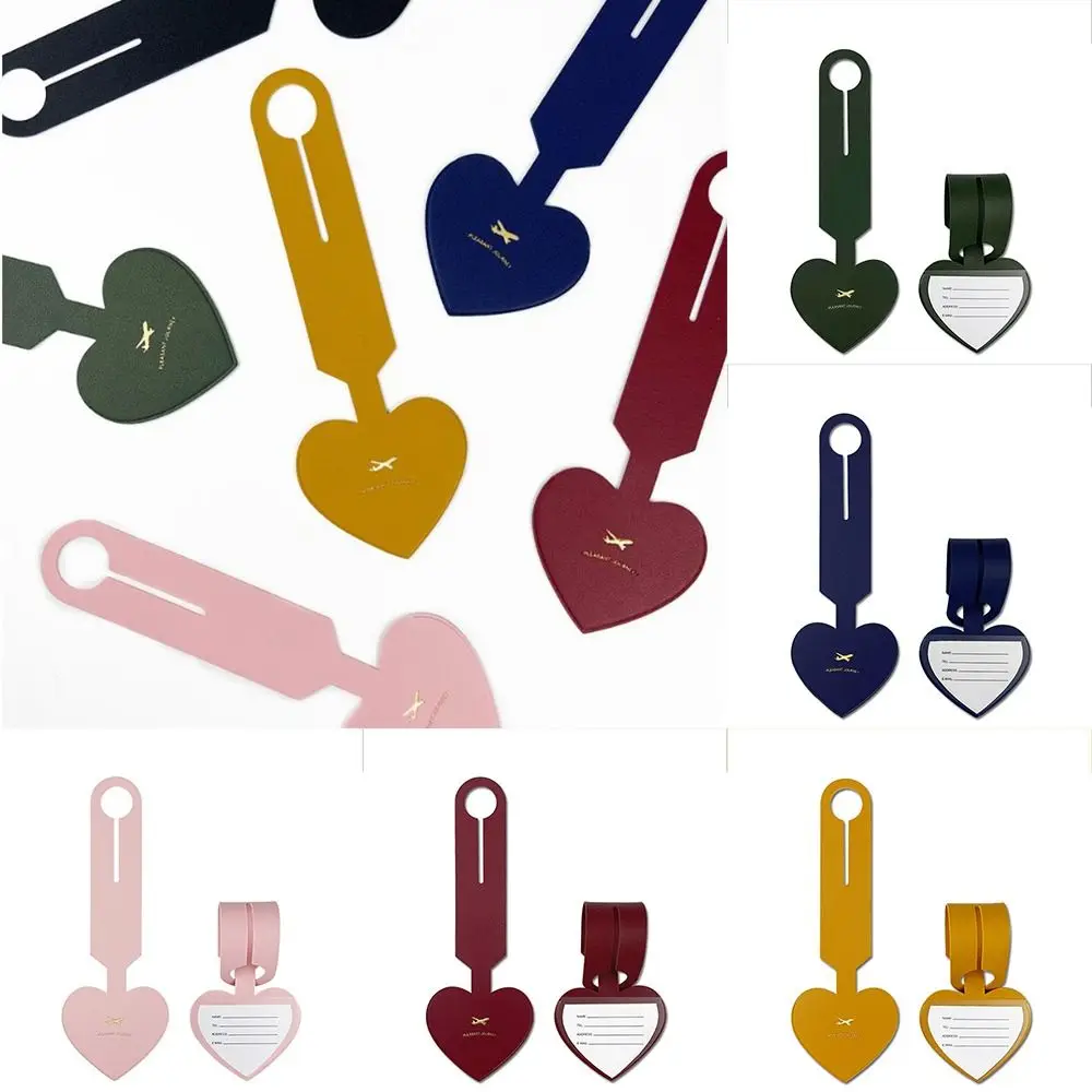 Étiquette de valise d'avion en forme d'amour, étiquette de bagage en pu, étiquette d'adresse de passage d'embarquement, étiquettes de nom de bagage, accessoires de voyage
