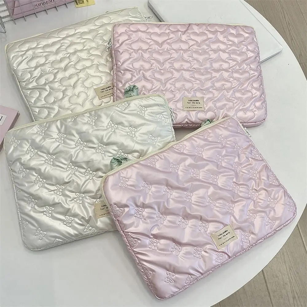 housse d'ordinateur légère avec poignée, design nœud papillon, housse pour ordinateur portable de 15 pouces, douce et mignonne pour tablette d'affaires