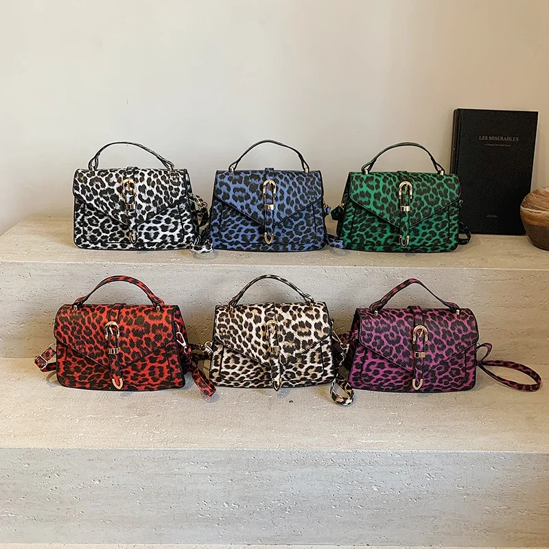 sac en cuir léopard petit sac à main pour femmes petit sac à bandoulière carré avec poignée courte fourre tout pochette sac a main