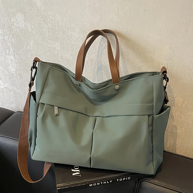 Sac fourre-tout élégant en Nylon pour femmes, sac à bandoulière avec deux poches, sac à main de transport de grande capacité