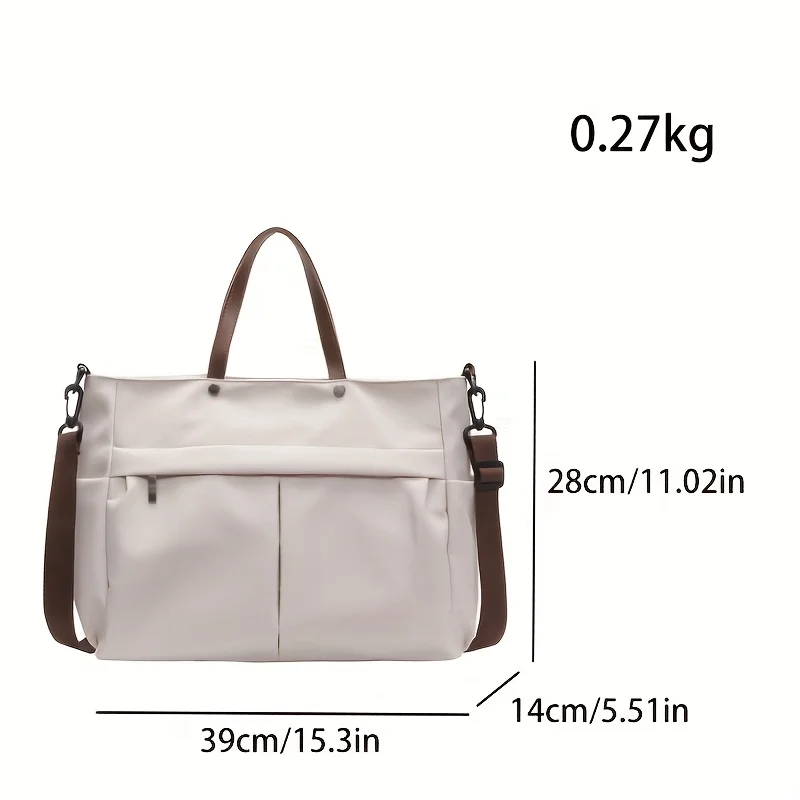sac fourre tout élégant en nylon pour femmes, sac à bandoulière avec deux poches, sac à main de transport de grande capacité
