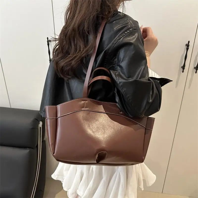ensemble fourre tout décontracté contemporain ; grand sac à main vibrant de couleur unie ; sac à bandoulière multifonctionnel pour les navetteurs des femmes ; cadeau idéal