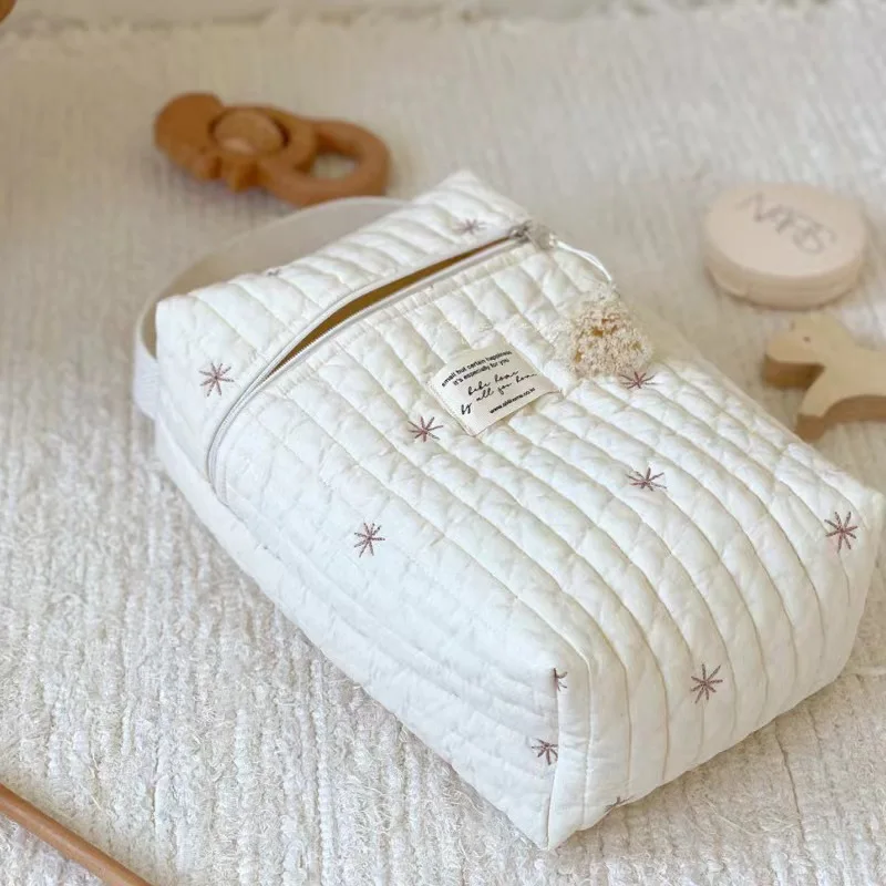 sac à couches portable pour poussette, caddie matelassé pour bébé, organisateur brodé, sacs pour maman, accessoires pour bébés, sac à langer de rangement
