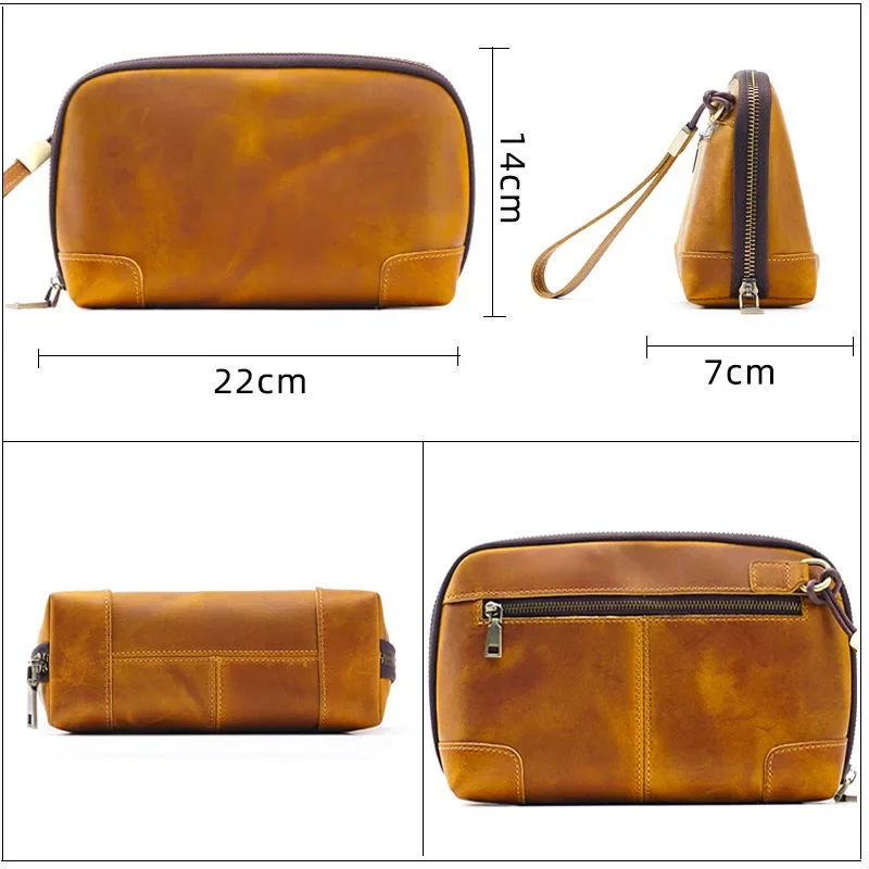 sac à main en cuir véritable pour hommes et femmes, portefeuille en cuir de vache avec porte clés, porte monnaie portable, pochette