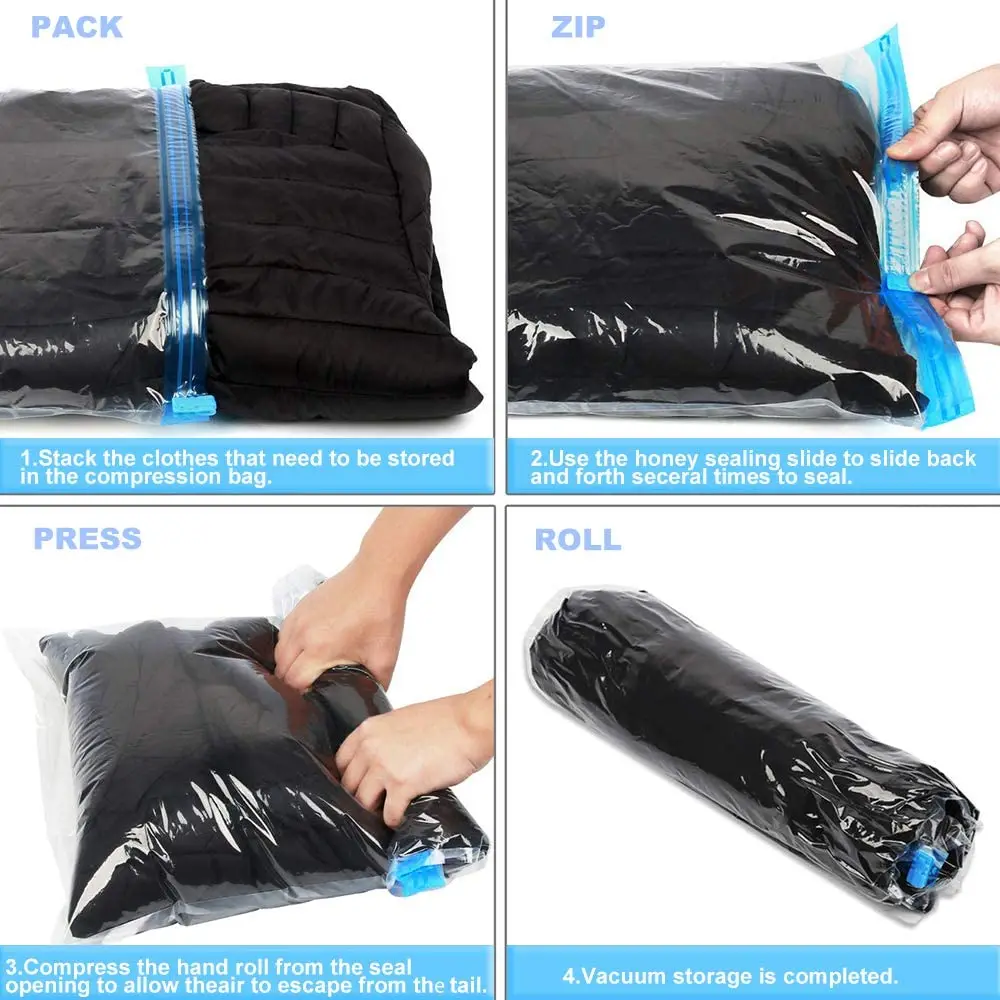 sacs sous vide pratiques, sacs de compression de voyage enroulables pour vêtements, bagages, gain de place, valises d'emballage