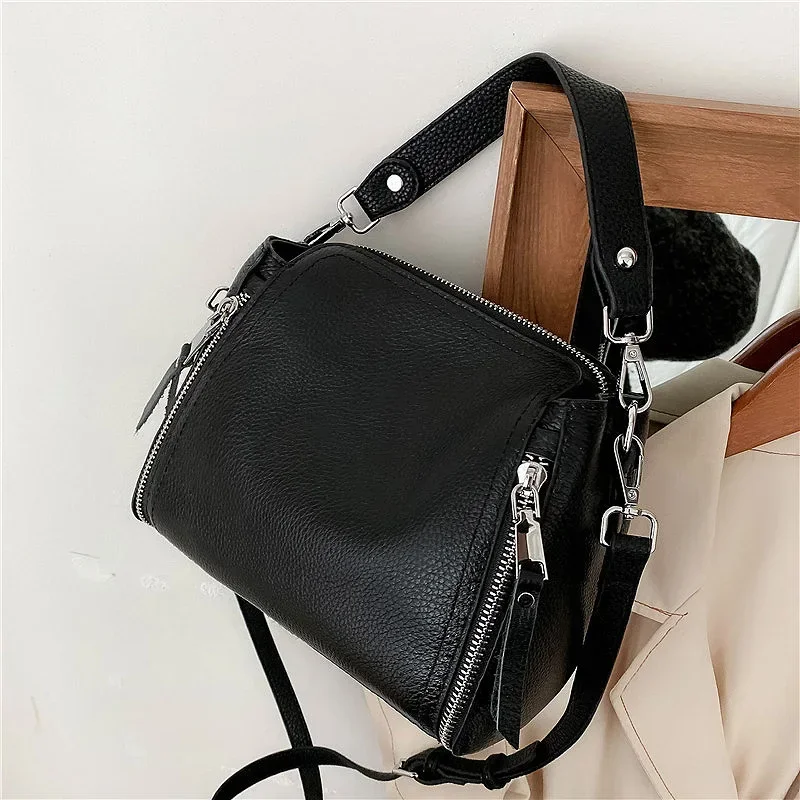 sacs à main en cuir véritable pour femmes, 100% cuir de vachette, sac initié à la mode, sacs messager de luxe pour dames, sac fourre-tout femme de haute qualité