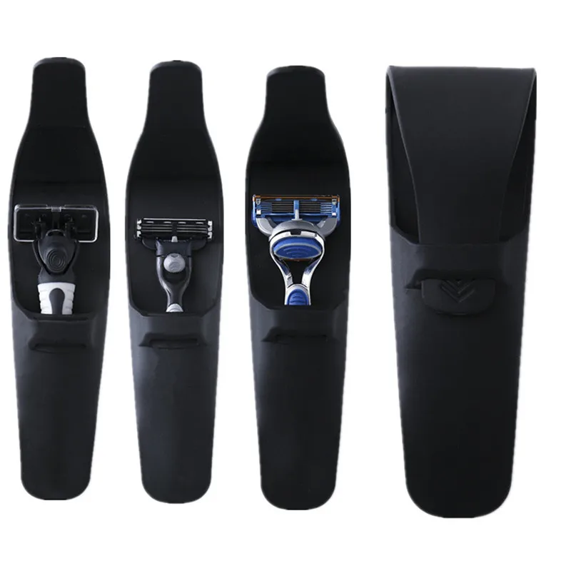 Étuis pour rasoir adaptés à la valise portable en silicone noir de haute qualité, série manuelle pour hommes, poignée de rasoir, manchon en silicone, 1 pièce