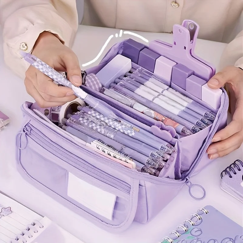 trousse à crayons de grande capacité – boîte de rangement de table durable et polyvalente pour garçons et filles, boîte de papeterie d'étude et de travail portable