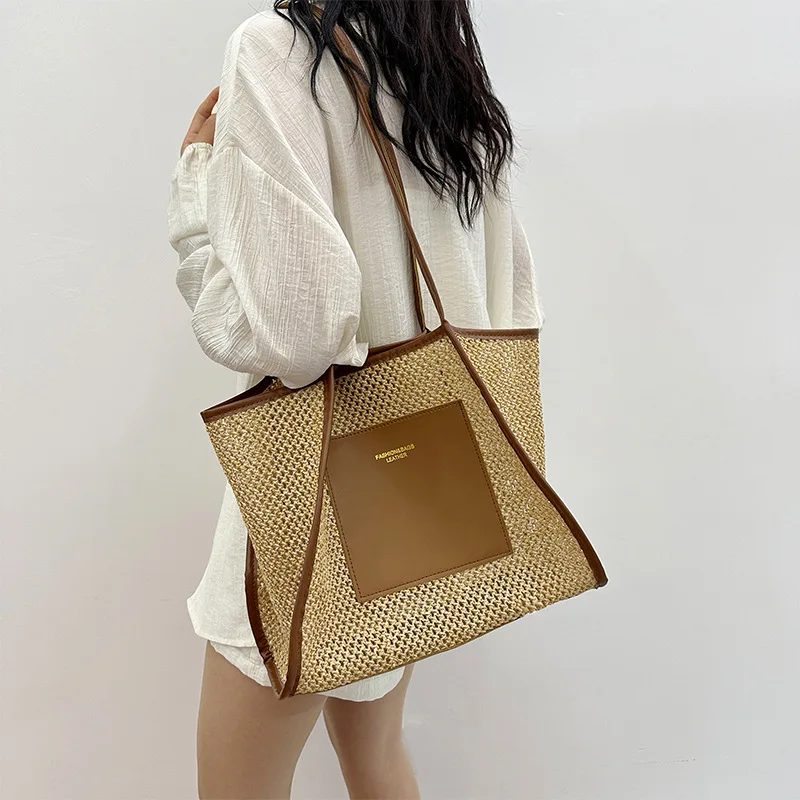 sacs à main pour femmes, sac à bandoulière, fourre tout portable, mode plage vacances tissage, sacs à poignée supérieure