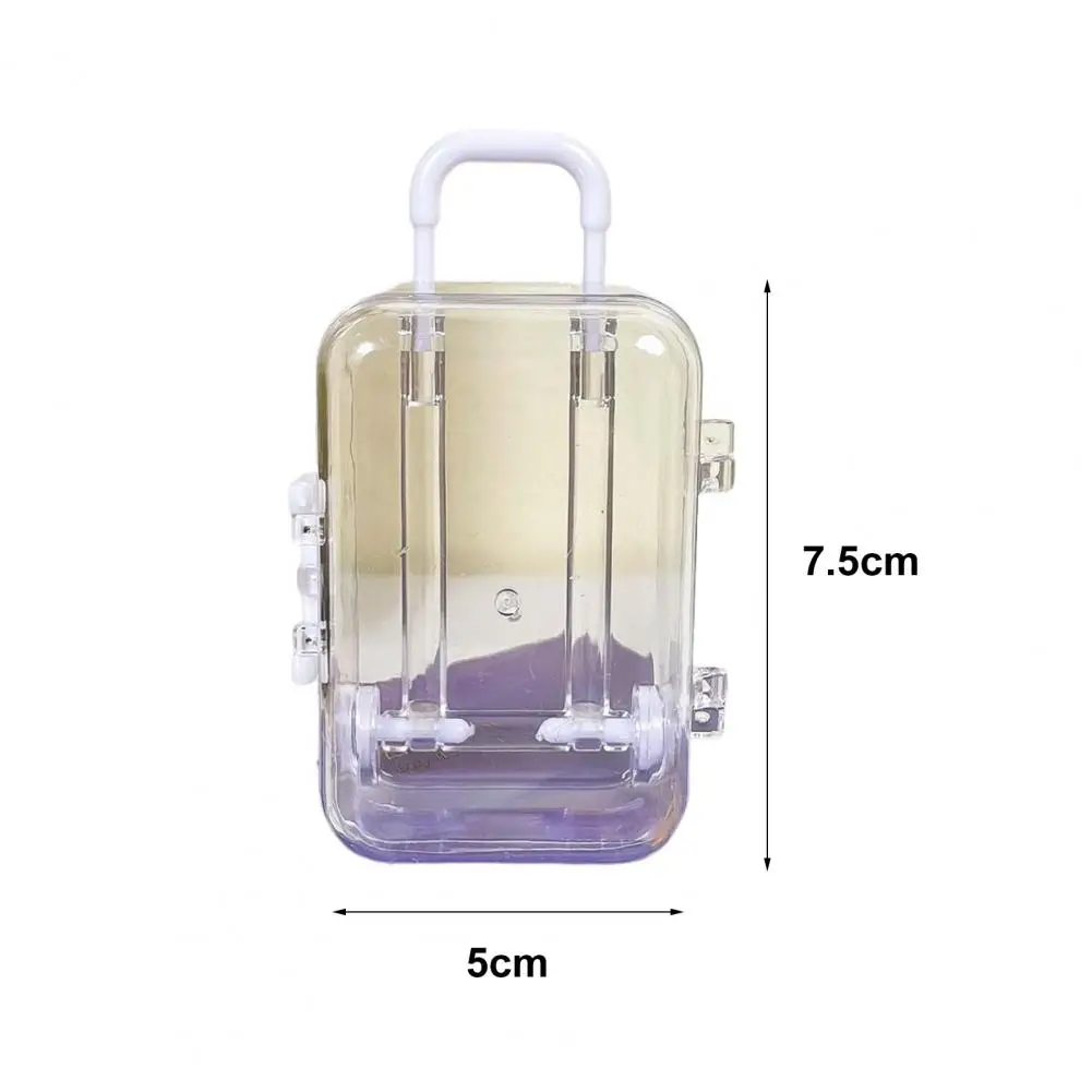 boîte de rangement 7.5x5cm, mini boîtier transparent en forme de valise avec poignée, bijoux décoratifs en plastique, bonbons miniatures pour la maison et le bureau