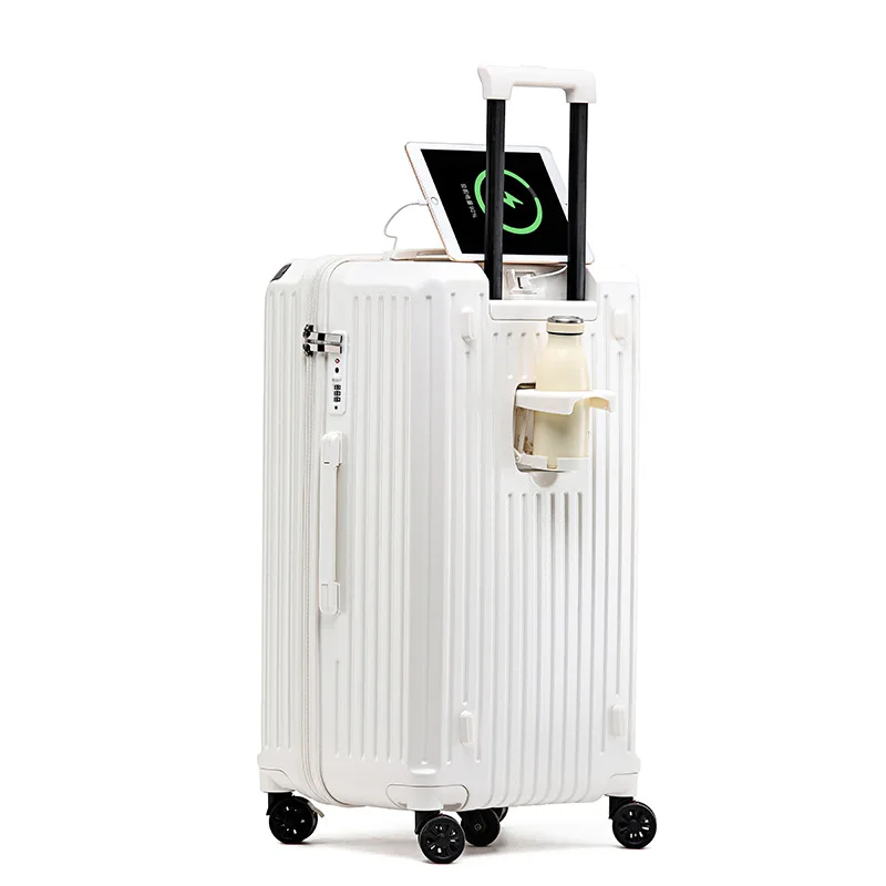 porte gobelet de grande capacité pour femmes et filles, valise à bagages, chargement usb, bagage à main d'embarquement, voyage, 20 ", 24", 2024 ", nouveau, 26/28