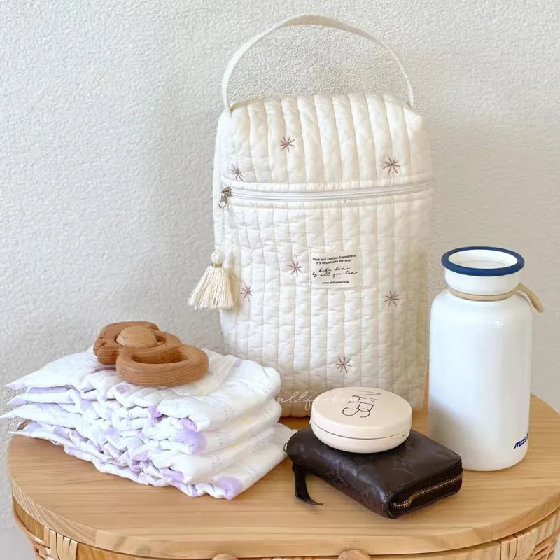sac à couches portable pour poussette, caddie matelassé pour bébé, organisateur brodé, sacs pour maman, accessoires pour bébés, sac à langer de rangement