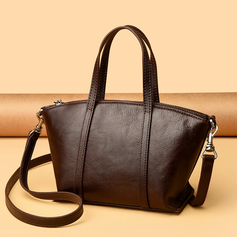 Sac à bandoulière en cuir pour femmes, sac à main de banlieue de grande capacité, sac pour femmes en cuir véritable Simple et polyvalent
