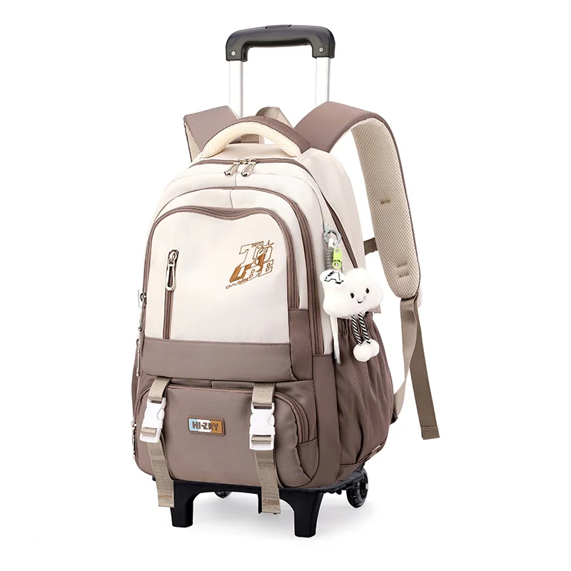 sac à dos scolaire à roulettes pour enfants, sac à dos à roulettes pour filles et garçons, sac à roulettes pour étudiants, chariot de voyage, 2/6