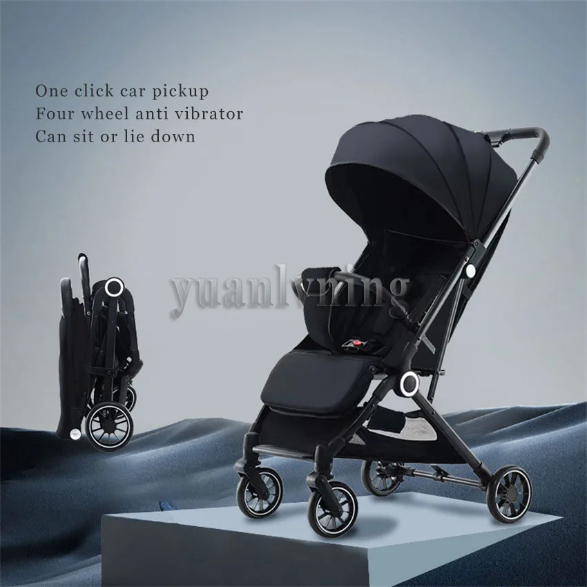 poussette pour bébé en bas âge, poussette portable légère à 4 roues avec poussette pliable absorbant les chocs pour l'extérieur