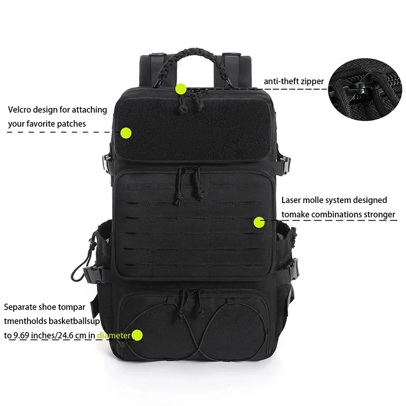 grand sac à dos à bagages avec système modulaire, plusieurs compartiments et espace pour chaussures