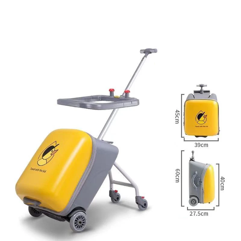 les bagages pour enfants peuvent s'asseoir et monter valise bébé garçons filles marche bébé boîte jaune paresseux homme chariot boîte valise pour enfants sur roue