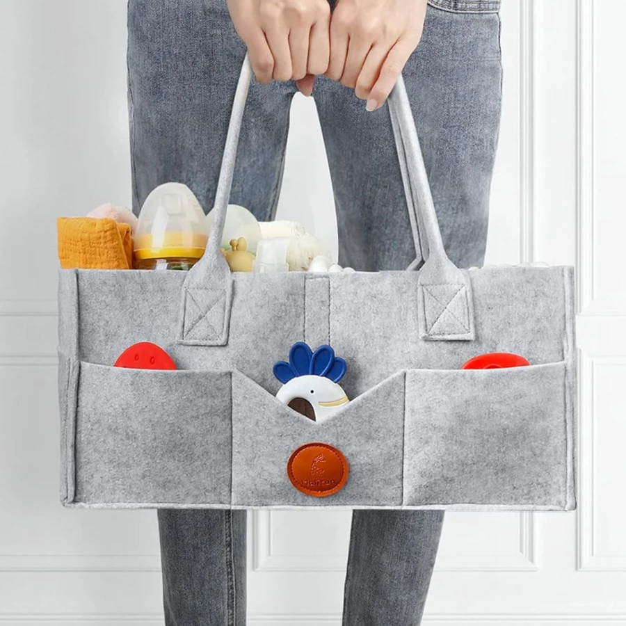 sac de rangement de couches en feutre pour enfants, divers jouets pour bébés, sac à couches en feutre de grande capacité