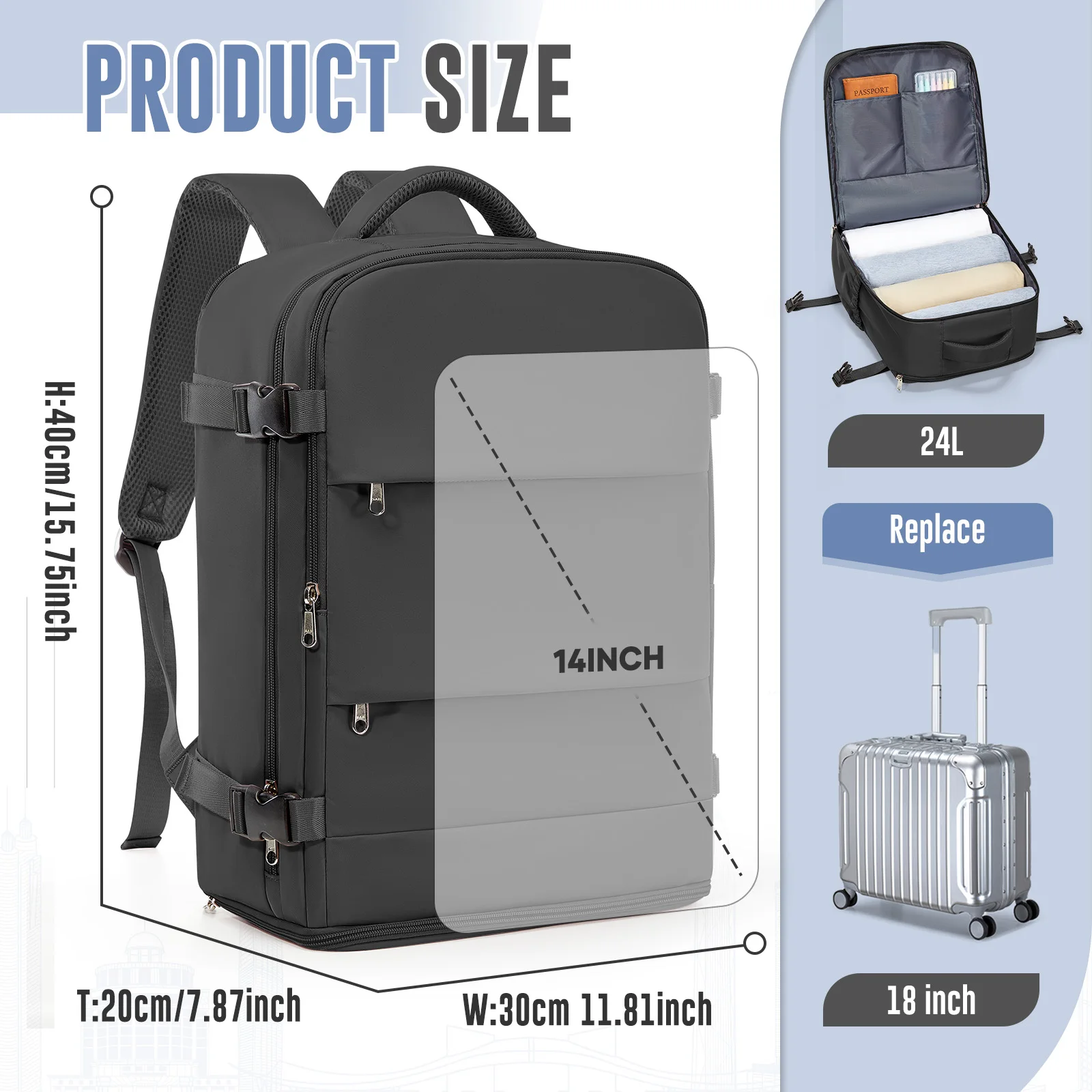 ryanair cabin bag 40x30x20 nouveau sac à dos de voyage easyjet bagage à main sac à dos pour un usage décontracté sac à dos pour ordinateur portable, d'affaires