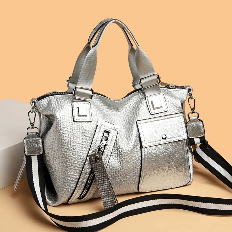 sacs à main de luxe en cuir noir pour femmes, sacoches à lettre de styliste, fourre tout de grande capacité pour dames, 2022