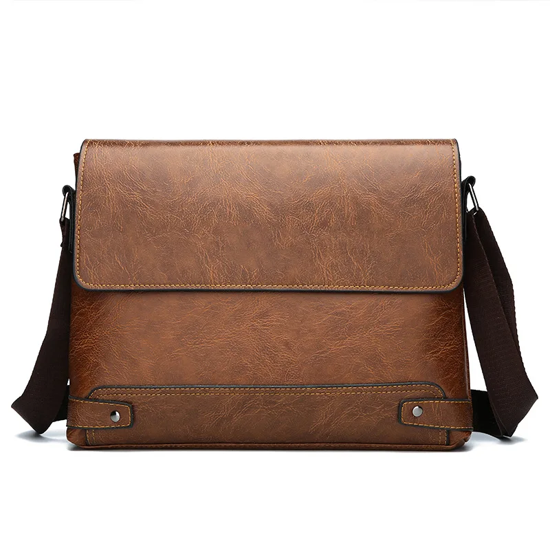 sac à bandoulière en cuir pu souple pour hommes, mallette d'affaires de marque, sac croisé diagonale de grande capacité, sac à main pour fichiers a4, portefeuille de voyage pour hommes