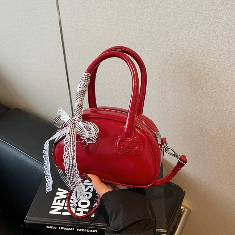 sac pour femmes version coréenne élégant portable sac d'oreiller femmes sens supérieur simple dentelle douce épaule bandoulière mignon sac à nœud