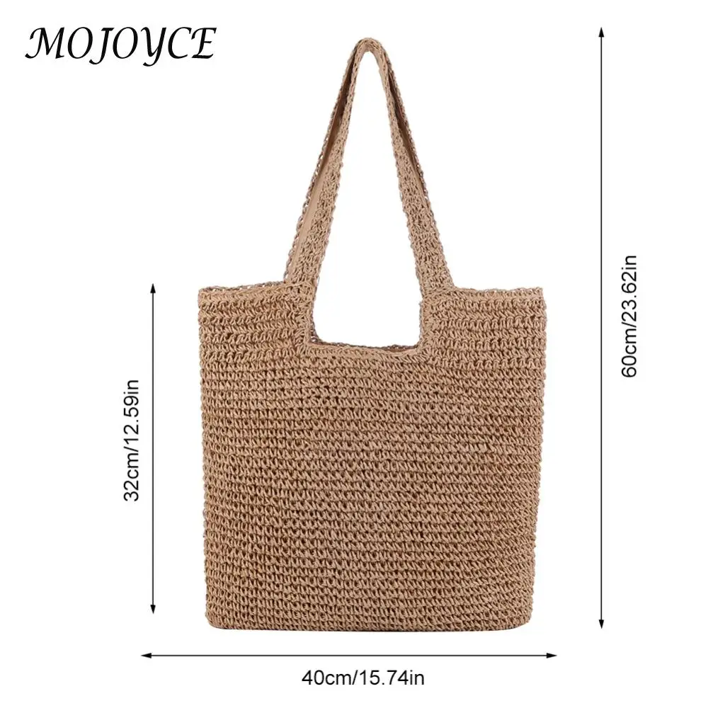 sac à main tissé à la main pour femme, grande capacité, ulen papier, fait main, mode simple, décontracté, fourre tout, été