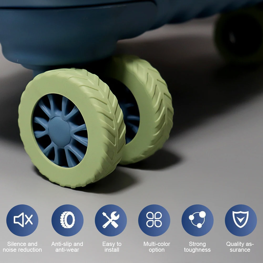 protecteur de roue en silicone, 4 pièces, compartiment à bagages, housse de protection de roue, boîtier de chariot, manchon à roulettes silencieux, accessoires de valise