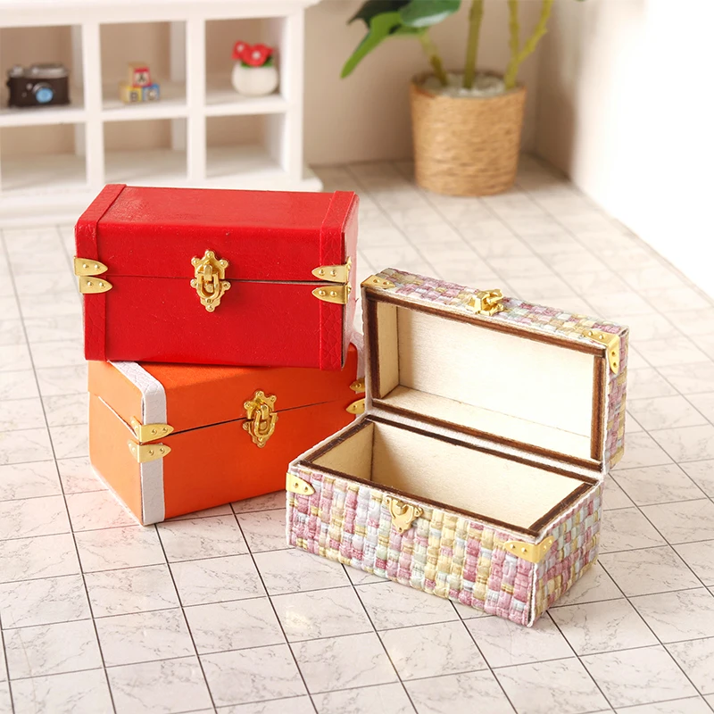 valise miniature pour maison de poupée 1:12, boîte à bagages en cuir vintage, boîte de rangement, modèle de maison, décoration, jouet, accessoires pour maison de poupée