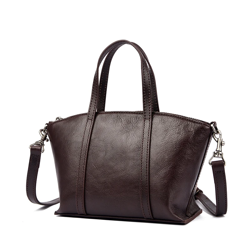 sac à bandoulière en cuir pour femmes, sac à main de banlieue de grande capacité, sac pour femmes en cuir véritable simple et polyvalent