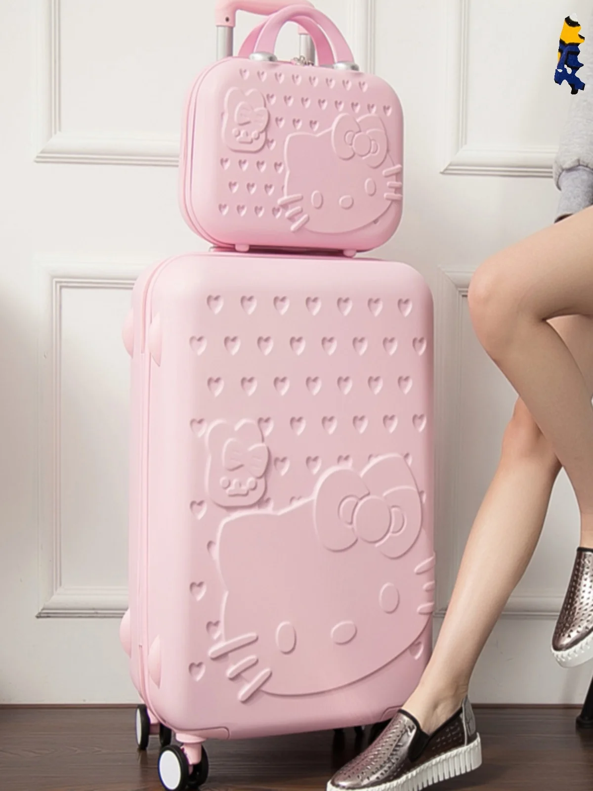 20-24 pouces Kitty chat valise boîtier de chariot mignon frais étudiant ultra-léger valise roue universelle dessiné à la main boîte de voyage
