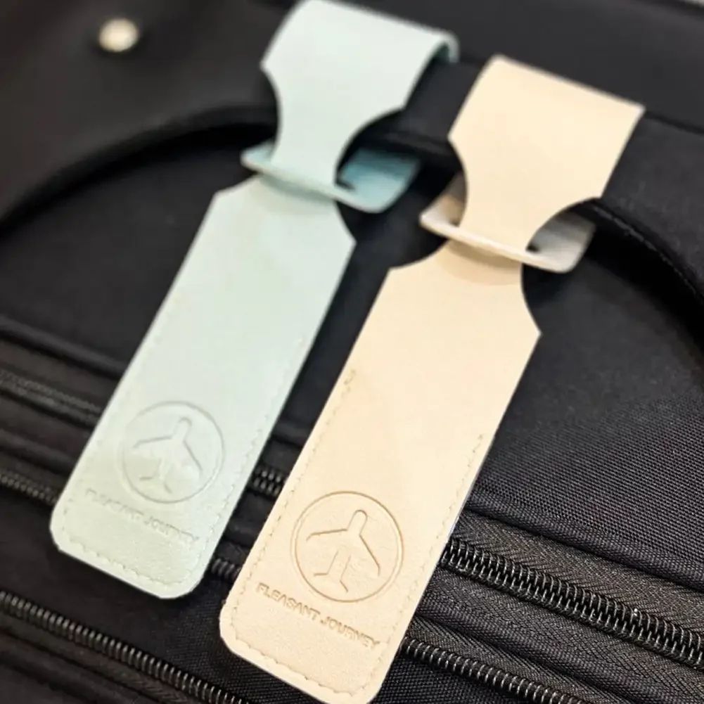 étiquette de bagage portable en cuir pu, identification de valise, étiquette de sac d'embarquement de bagages, porte-adresse d'identification de nom, accessoires de voyage, 1x