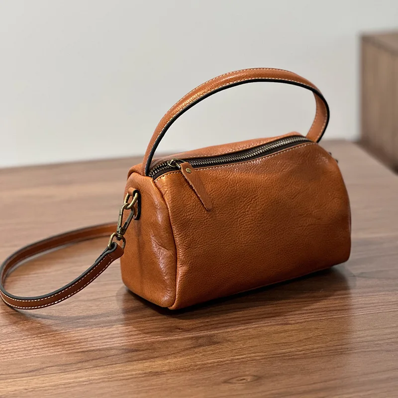 sac à main en cuir rétro simple pour femme, petite tête couche plante peau de vache, petite bandoulière initiée, designer de luxe