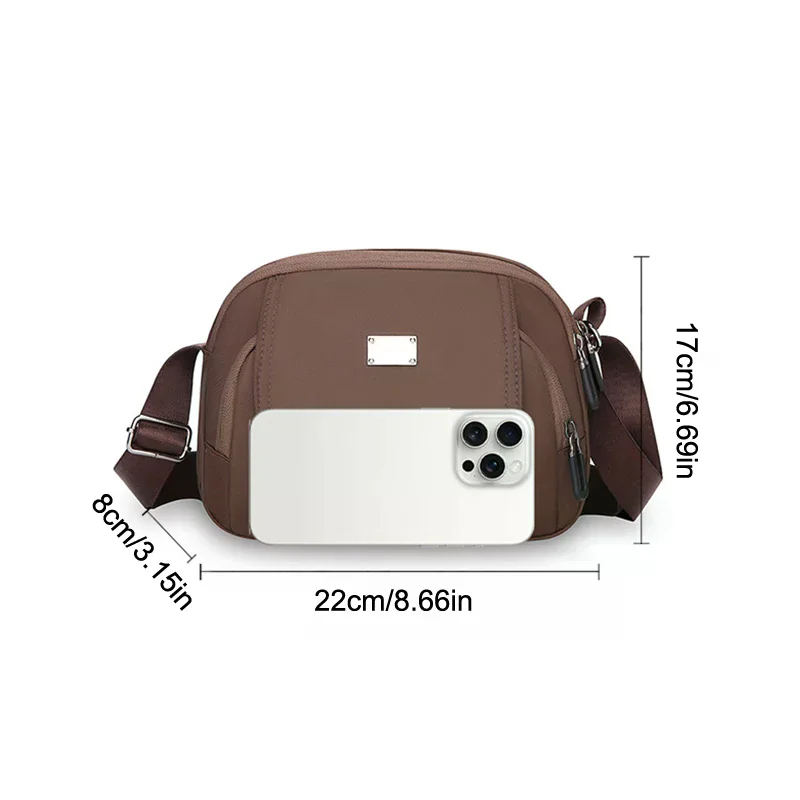 sac à bandoulière en nylon chic et léger pour femme, mini sac à main décontracté avec plusieurs pochettes zippées pour un usage quotidien