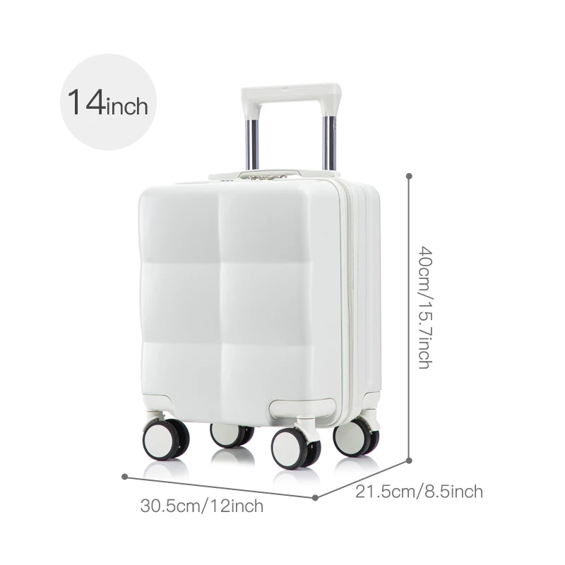 valise à main de 14 pouces avec support pour téléphone, petite valise portable pour courts voyages avec roues pivotantes, légère