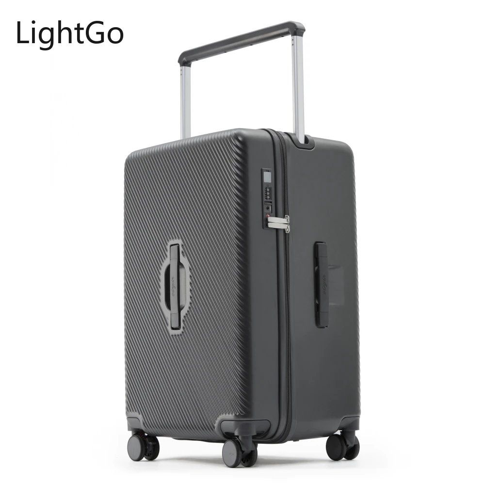 lightgo valise pc ultralégère 20 26 28 pouces tsa lock bagage avec 8 roues silencieuses, fermeture éclair ykk, porte-gobelet et crochet latéral