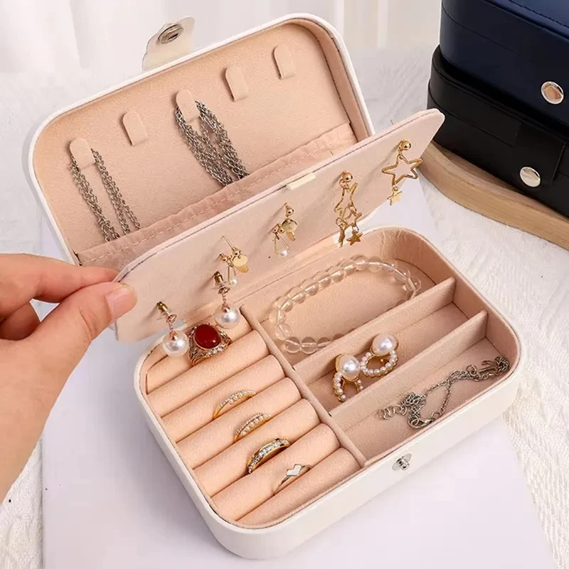 boîte de rangement en cuir pu de grande capacité, boîtes à bijoux, colliers, boucles d'oreilles, organisateur de bijoux, présentoir, boîte à bijoux de voyage portable