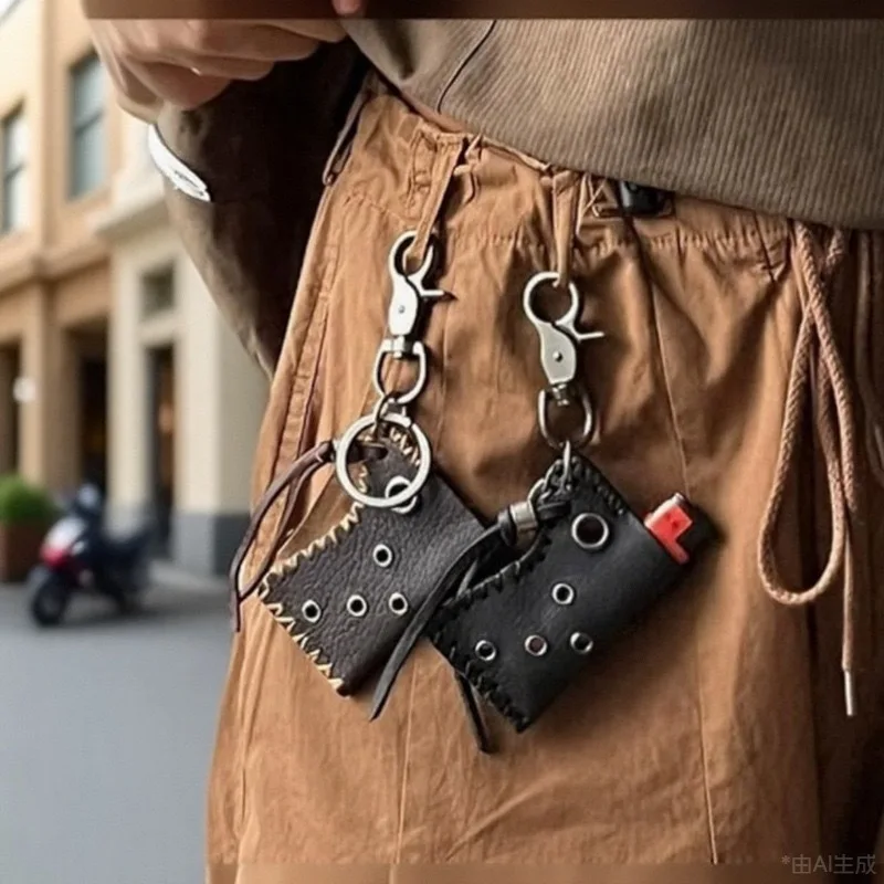 Briquet personnalisé créatif en cuir PU, étui rétro en cuir pour briquet de rue, accessoire de sac de taille