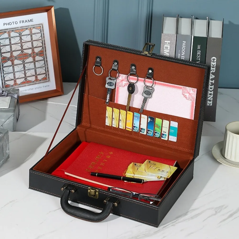 boîte de livraison de salle en cuir pu pour loisirs, valise multifonctionnelle pour hommes et femmes, boîte de rangement de documents portable